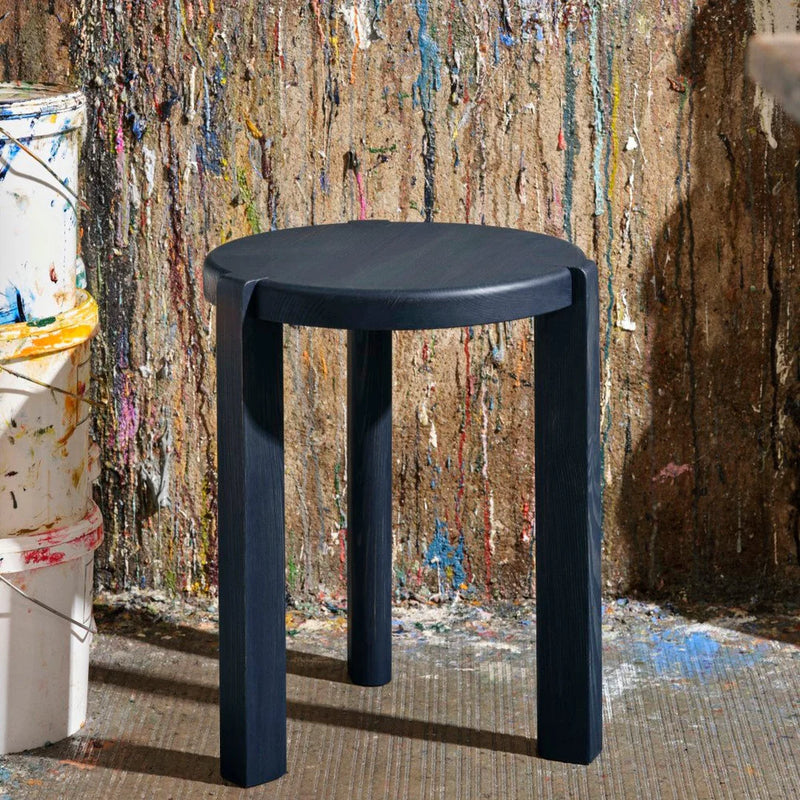 FDB Møbler D108 - Ragnesminde - Side Table Ø: 13.8 in Pine Solid Midnight Blue (34/Aarhus) Oiled by Katrine Sander