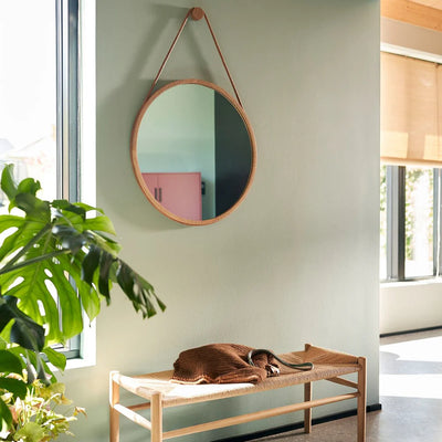 FDB Møbler I3 - Mossø - Mirror Oak Nature Lacquered Ø: 23.6 in MDF Backplate by Diana Mot & Isabella Bergstrøm