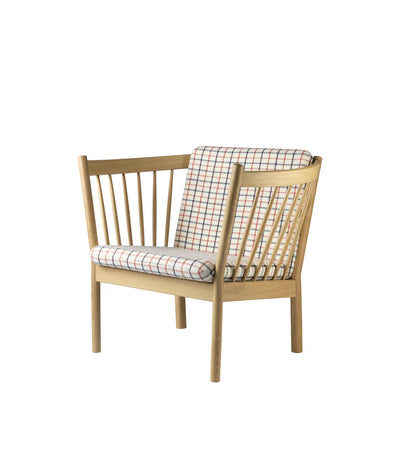 FDB Møbler J146 - Armchair Oak Nature Lacquered Wool Red Diced (14) by Erik Ole Jørgensen