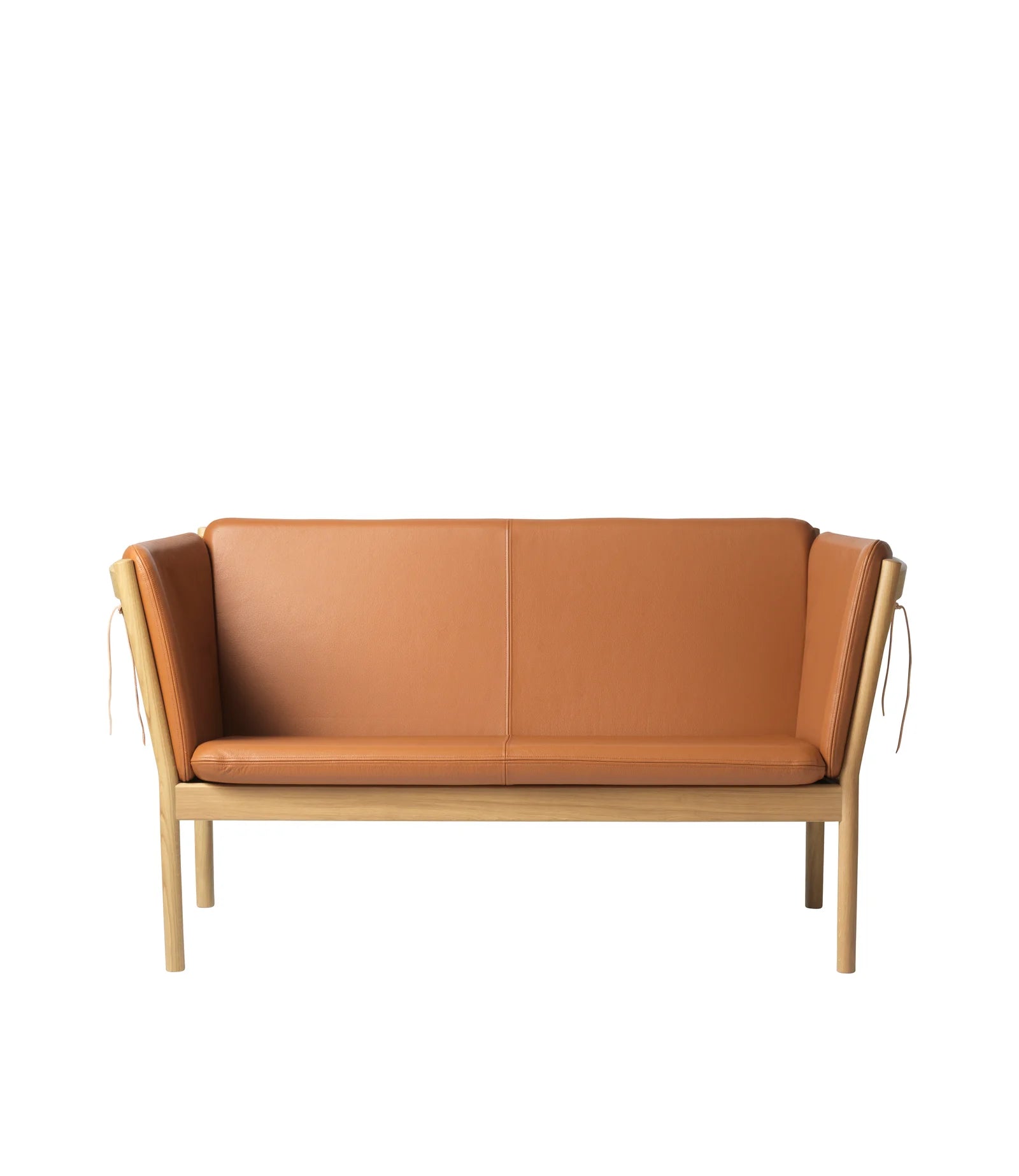 FDB Møbler J148 - 2-person couch Oak Nature Lacquered Leather Semi-Aniline Cognac by Erik Ole Jørgensen