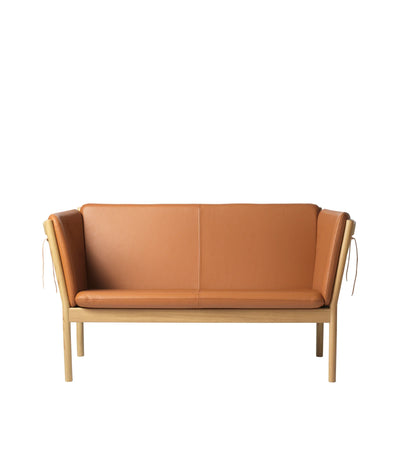 FDB Møbler J148 - 2-person couch Oak Nature Lacquered Leather Semi-Aniline Cognac by Erik Ole Jørgensen