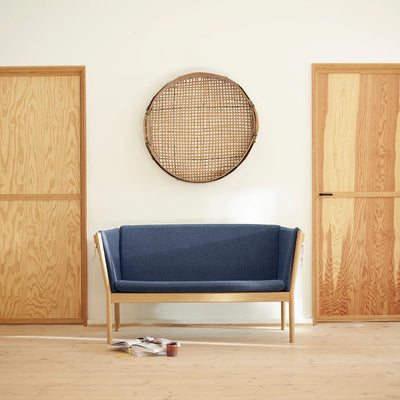 FDB Møbler J148 - 2-person couch Oak Nature Lacquered MLF Dark Blue (36) by Erik Ole Jørgensen