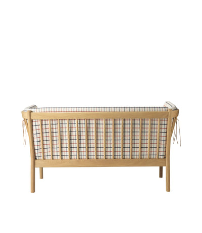 FDB Møbler J148 - 2-person couch Oak Nature Lacquered Wool Red Diced (14) by Erik Ole Jørgensen