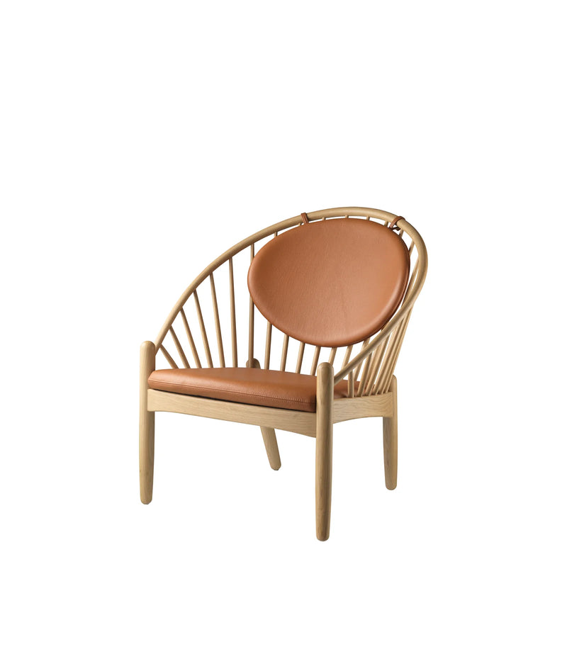 FDB Møbler J166 - Jørna - Chair Oak Nature Lacquered Denver Leather-Semi-Aniline Cognac by Poul M. Volther