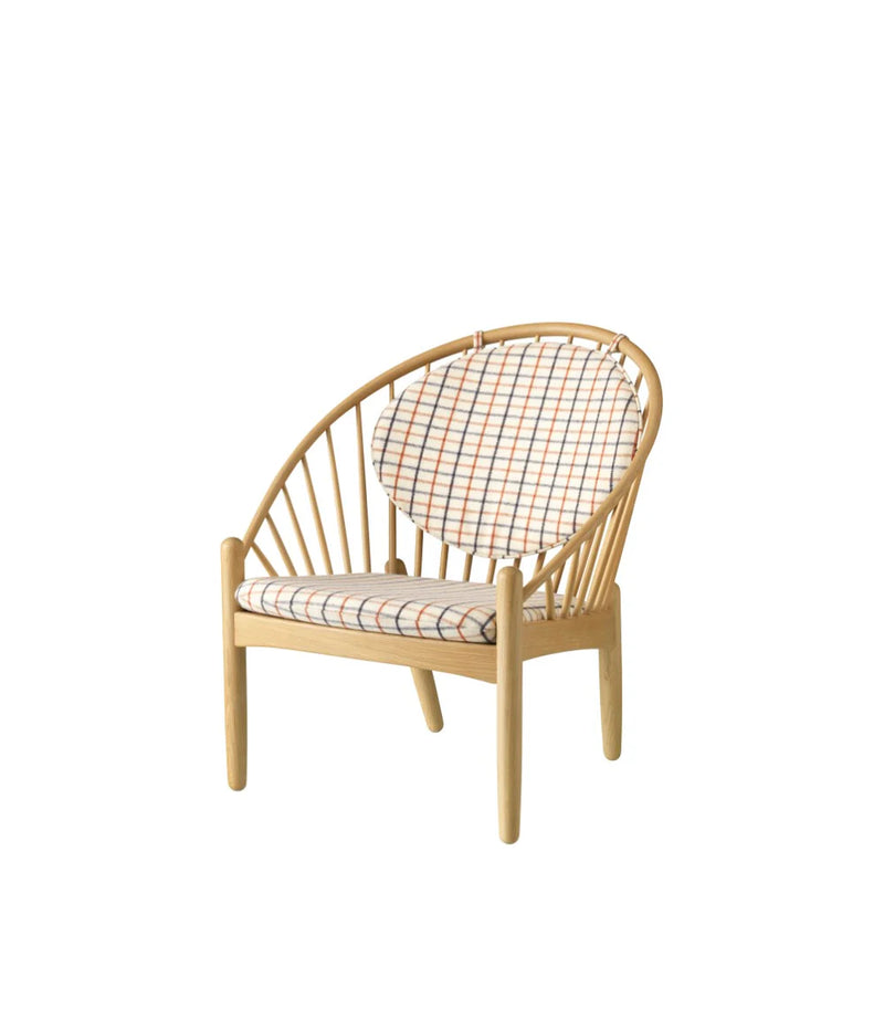 FDB Møbler J166 - Jørna - Chair Oak Nature Lacquered Horse cloth Red diced (14) by Poul M. Volther