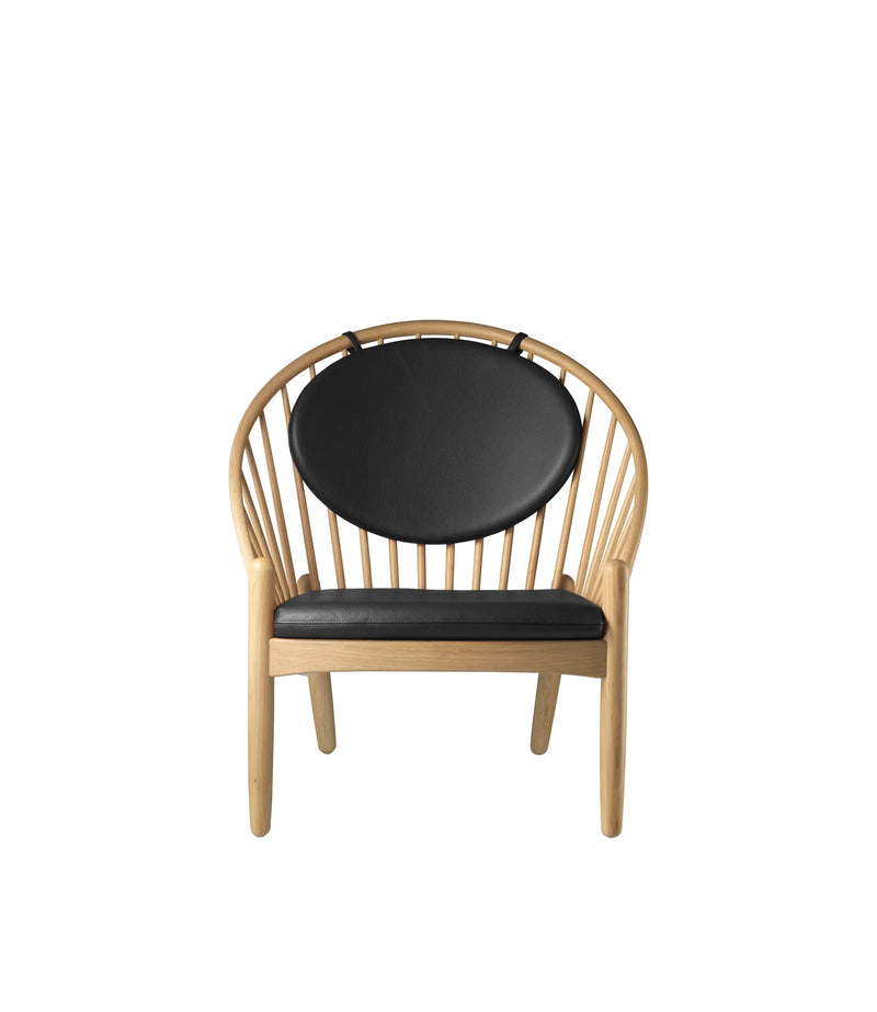 FDB Møbler J166 - Jørna - Chair Oak Nature Lacquered Denver Leather-Semi-Aniline Black by Poul M. Volther