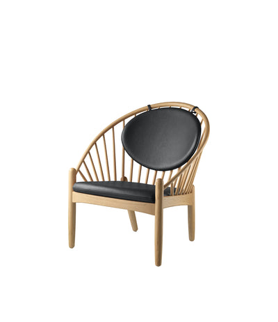 FDB Møbler J166 - Jørna - Chair Oak Nature Lacquered Denver Leather-Semi-Aniline Black by Poul M. Volther