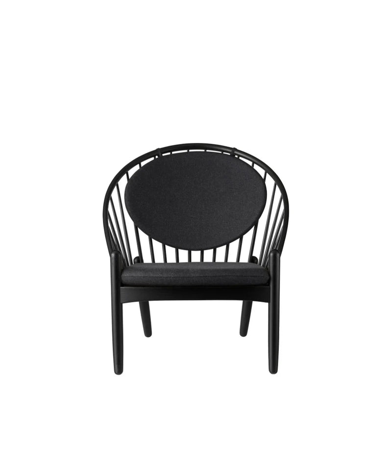 FDB Møbler J166 - Jørna - Chair Oak Jet Black Painted Denver Leather-Semi-Aniline Black by Poul M. Volther
