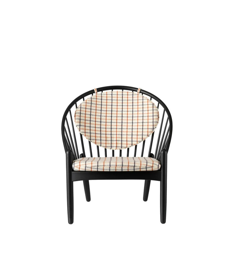 FDB Møbler J166 - Jørna - Chair Oak Jet Black Painted Horse cloth Red diced (14) by Poul M. Volther
