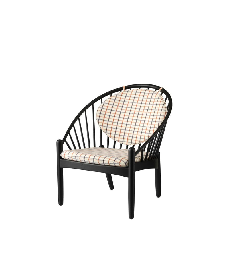 FDB Møbler J166 - Jørna - Chair Oak Jet Black Painted Horse cloth Red diced (14) by Poul M. Volther