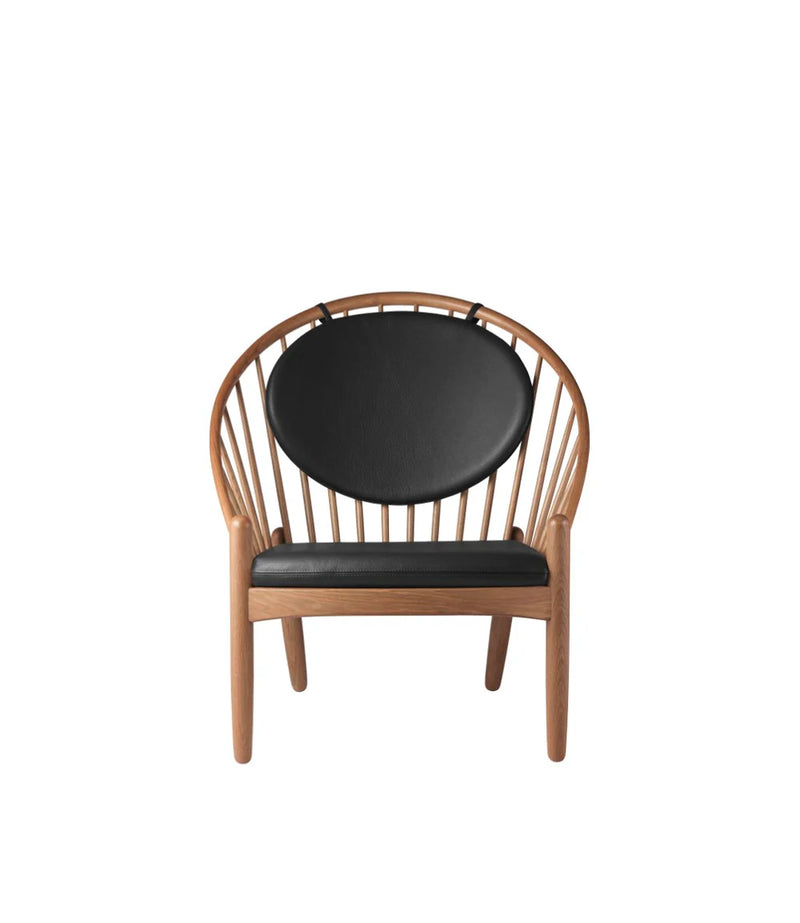 FDB Møbler J166 - Jørna - Chair Oak Smoked Oiled Denver Leather-Semi-Aniline Black by Poul M. Volther