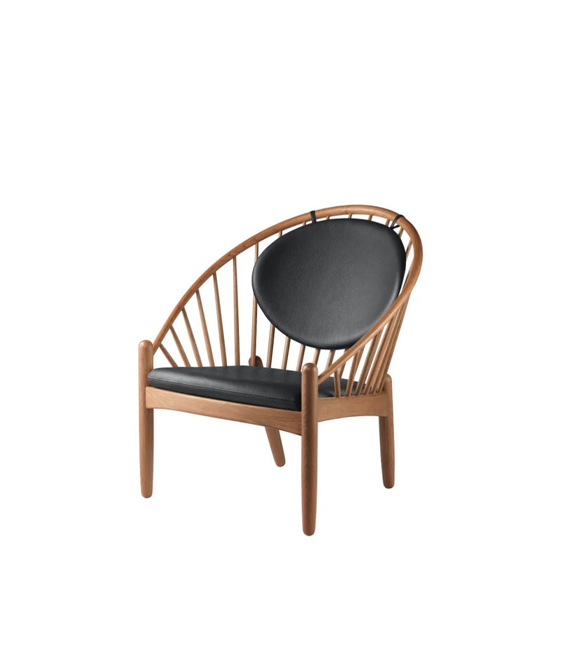 FDB Møbler J166 - Jørna - Chair Oak Smoked Oiled Denver Leather-Semi-Aniline Black by Poul M. Volther