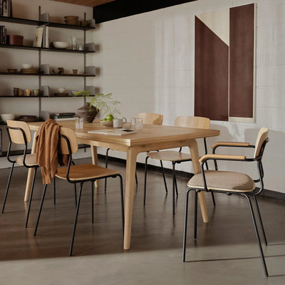 FDB Møbler J182 - Holmen - Stackable chair Steel Black Powder coated Oak veneer Nature by Jakob Thau
