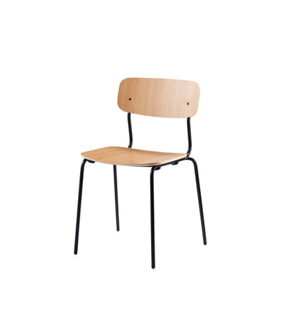 FDB Møbler J182 - Holmen - Stackable chair Steel Black Powder coated Oak veneer Nature by Jakob Thau