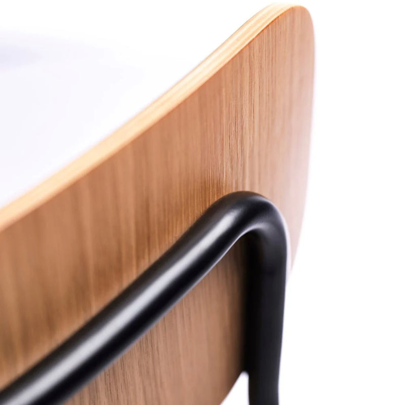 FDB Møbler J182 - Holmen - Stackable chair Steel Black Powder coated Oak veneer Nature by Jakob Thau