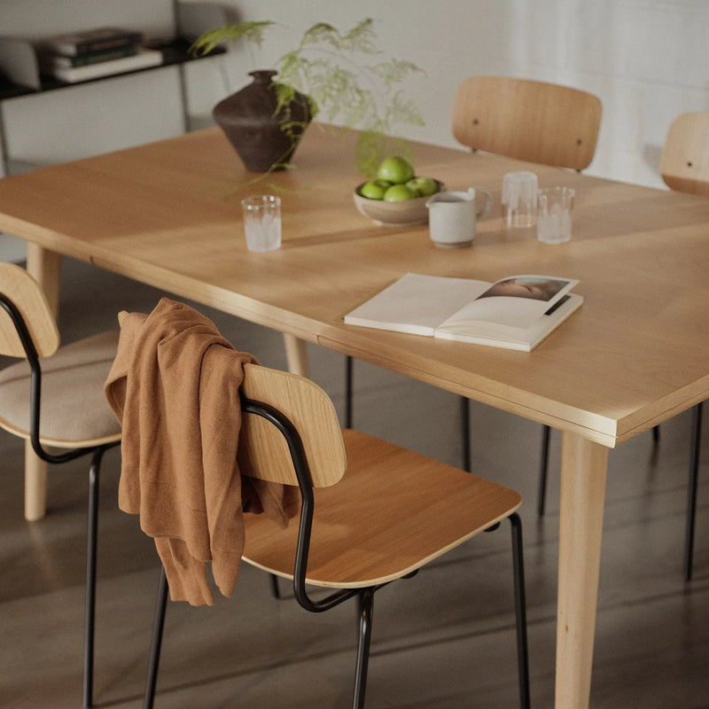 FDB Møbler J182 - Holmen - Stackable chair Steel Black Powder coated Oak veneer Nature by Jakob Thau
