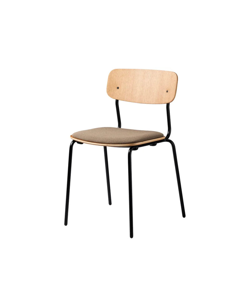 FDB Møbler J182 - Holmen - Stackable chair Steel Black Powder coated Grain Taupe (61230) by Jakob Thau
