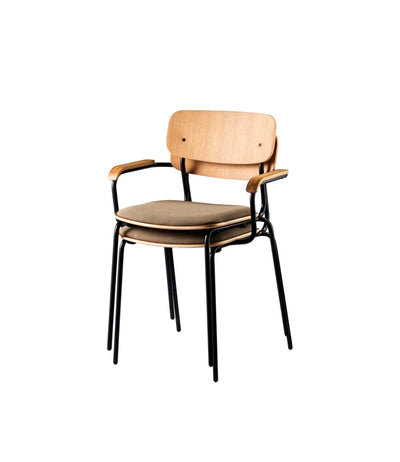 FDB Møbler J182 - Holmen - Stackable chair Steel Black Powder coated Grain Taupe (61230) by Jakob Thau
