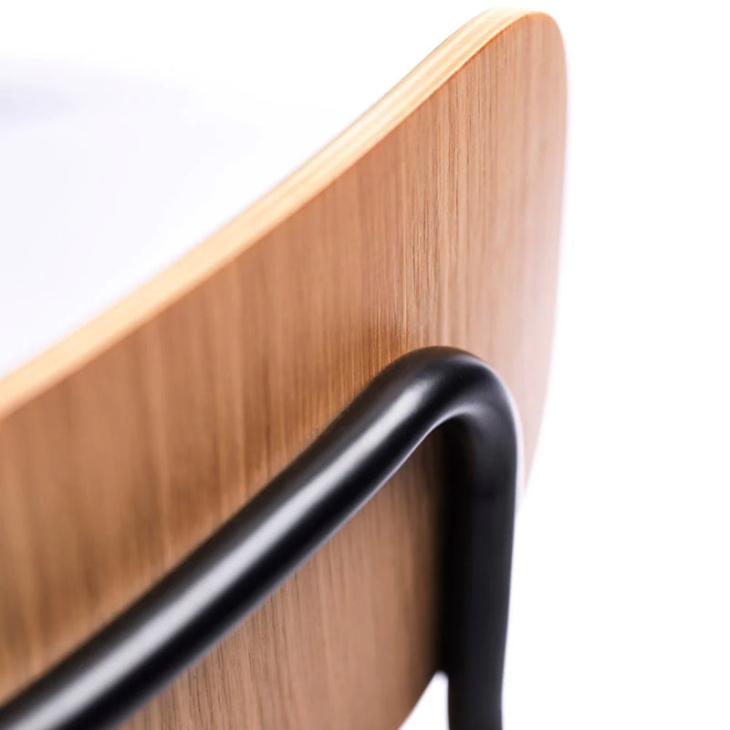 FDB Møbler J182 - Holmen - Stackable chair Steel Black Powder coated Grain Taupe (61230) by Jakob Thau