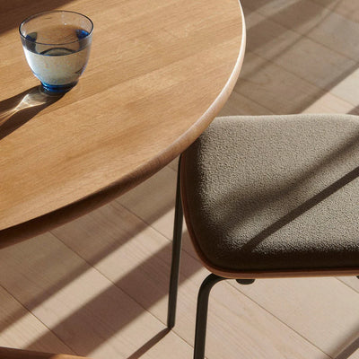 FDB Møbler J182 - Holmen - Stackable chair Steel Black Powder coated Grain Taupe (61230) by Jakob Thau