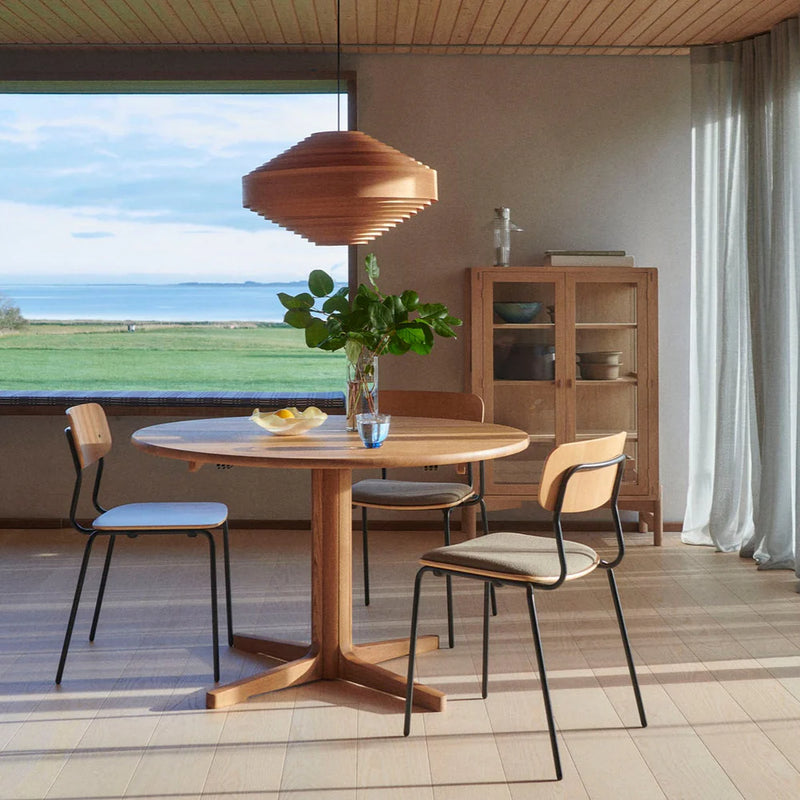 FDB Møbler J182 - Holmen - Stackable chair Steel Black Powder coated Grain Taupe (61230) by Jakob Thau