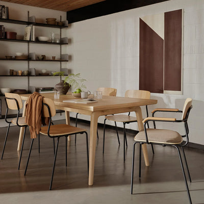 FDB Møbler J183 - Holmen - Stackable chair w/armrests Steel Black Powder coated Grain Taupe (61230) by Jakob Thau