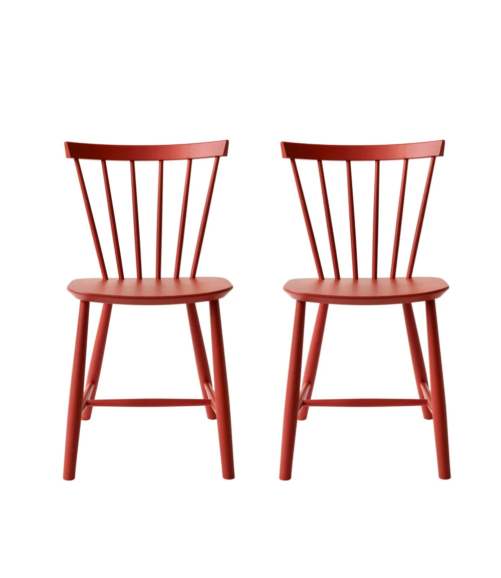 FDB Møbler J46 - Chair - 2 pcs. - Nordic Swan Ecolabel Beech Coral Red (RAL 3016) Painted Waterbased by Poul M. Volther