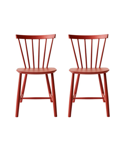 FDB Møbler J46 - Chair - 2 pcs. - Nordic Swan Ecolabel Beech Coral Red (RAL 3016) Painted Waterbased by Poul M. Volther