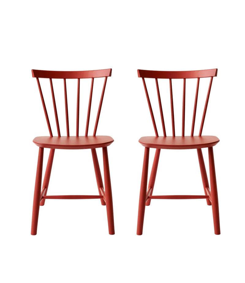 FDB Møbler J46 - Chair - 2 pcs. - Nordic Swan Ecolabel Beech Coral Red (RAL 3016) Painted Waterbased by Poul M. Volther