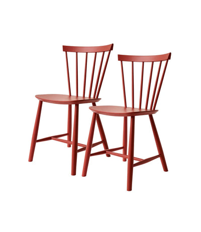 FDB Møbler J46 - Chair - 2 pcs. - Nordic Swan Ecolabel Beech Coral Red (RAL 3016) Painted Waterbased by Poul M. Volther