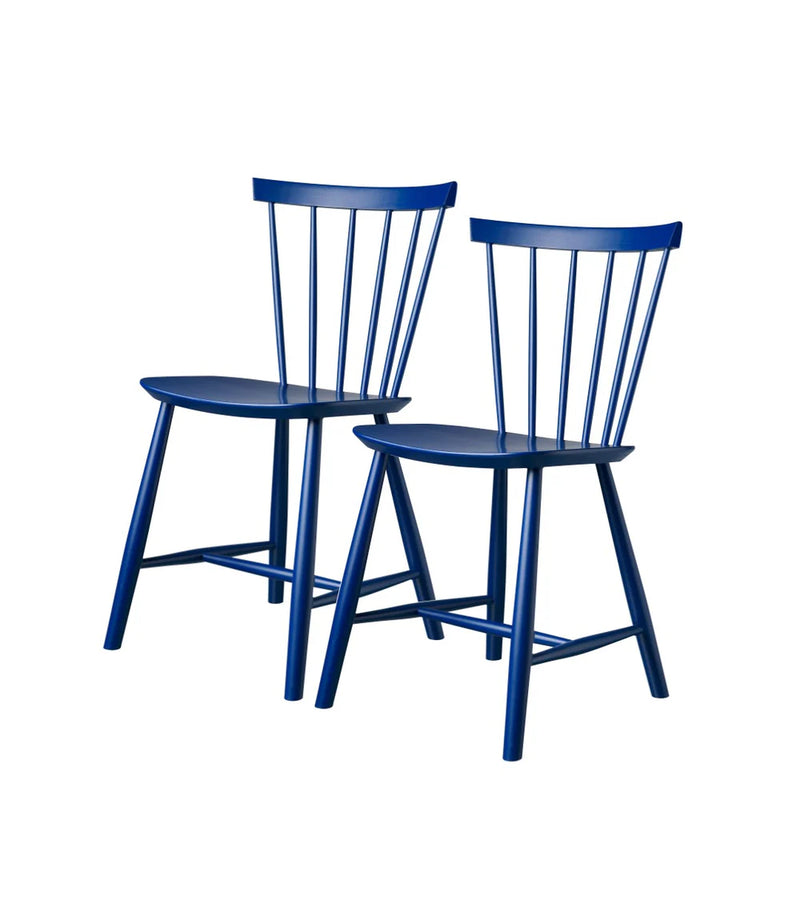 FDB Møbler J46 - Chair - 2 pcs. - Nordic Swan Ecolabel Beech Dark Blue (NCS 6030-R80B) Painted Waterbased by Poul M. Volther