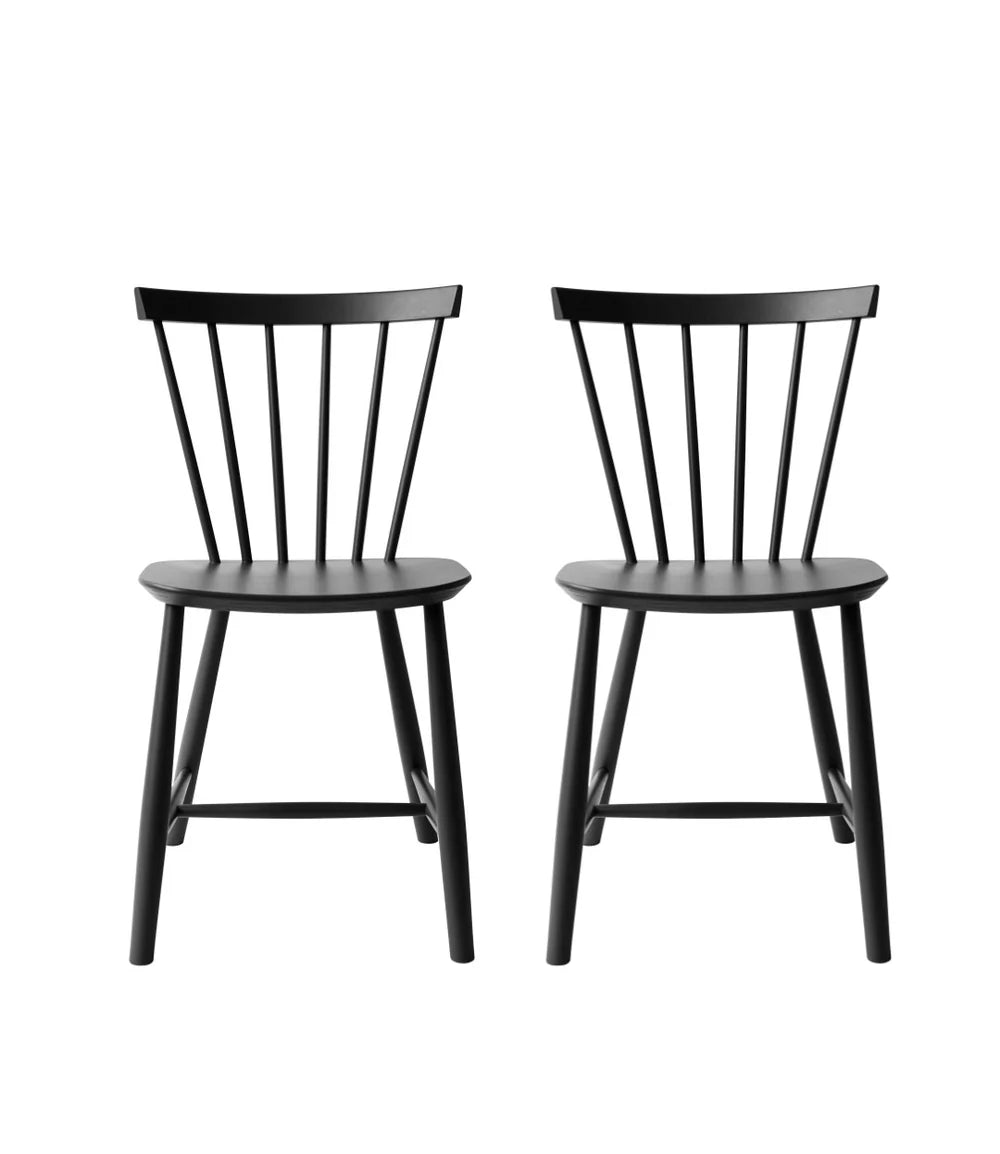 FDB Møbler J46 - Chair - 2 pcs. - Nordic Swan Ecolabel Beech Jet Black (RAL 9005) Painted Waterbased by Poul M. Volther