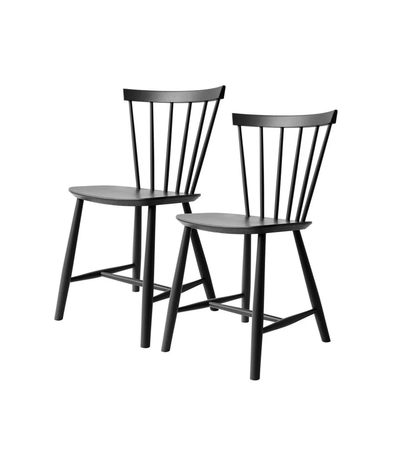FDB Møbler J46 - Chair - 2 pcs. - Nordic Swan Ecolabel Beech Jet Black (RAL 9005) Painted Waterbased by Poul M. Volther