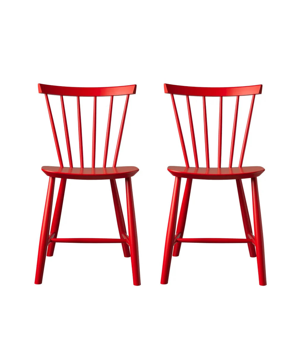 FDB Møbler J46 - Chair - 2 pcs. - Nordic Swan Ecolabel Beech Mailbox Red (NCS S 1580-Y90R) Painted Waterbased by Poul M. Volther