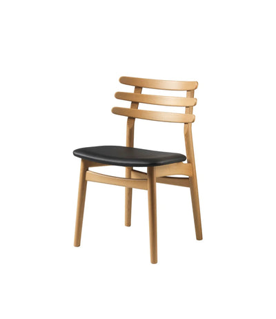 FDB Møbler J48 - Chair Oak Nature Oiled Leather Black (Anica Fiesta 0314) by Poul M. Volther