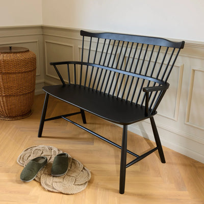 FDB Møbler J52D - Bench - Nordic Swan Ecolabel Beech Jet Black (RAL 9005) Painted Waterbased by Børge Mogensen