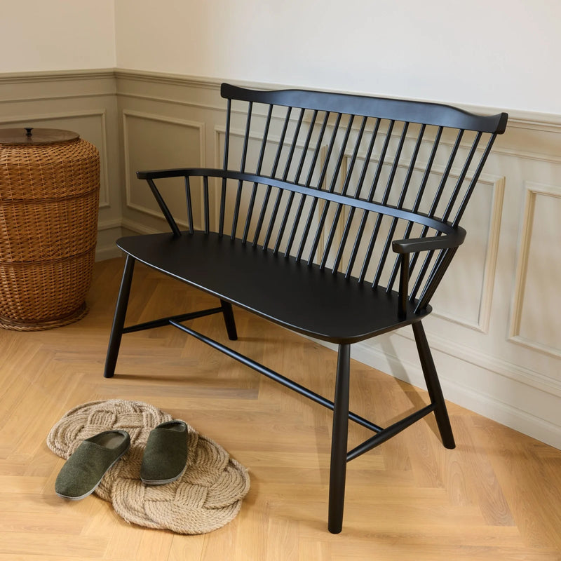 FDB Møbler J52D - Bench - Nordic Swan Ecolabel Beech Jet Black (RAL 9005) Painted Waterbased by Børge Mogensen