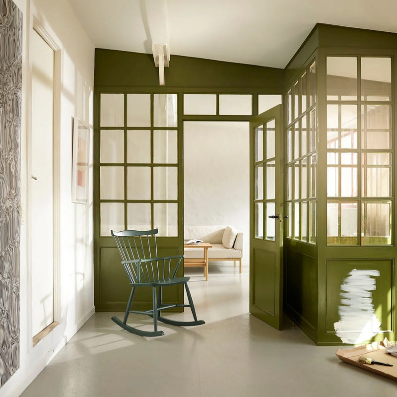 FDB Møbler J52G - Rocking Chair Beech Black Green (RAL 6012) Painted Waterbased by Børge Mogensen