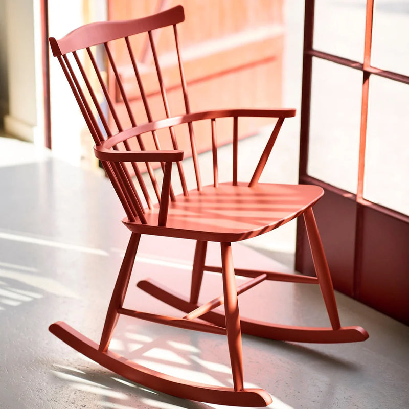 FDB Møbler J52G - Rocking Chair Beech Brick Red (NCS S 4050-Y70R) Painted Waterbased by Børge Mogensen