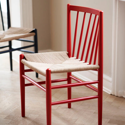FDB Møbler J80 - Chair - Nordic Swan Ecolabel Beech Ruby Red (RAL 3003) Painted Waterbased Nature by Jørgen Bækmark