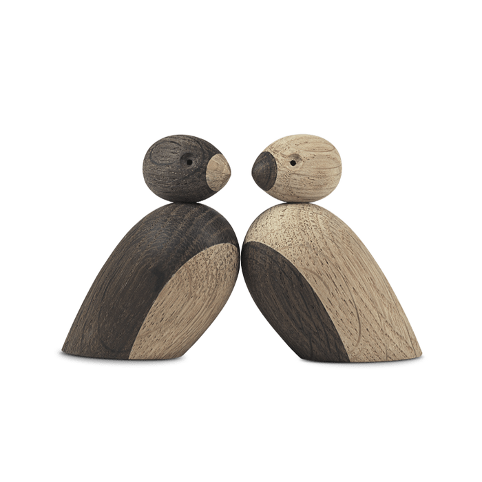 Kay Bojesen Lovebirds - Sparrows Pair, Oak/Smoked Oak, H: 2.2