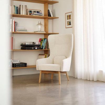 FDB Møbler L35 - Gesja - Wing Chair Oak Solid Nature Lacquered Monza Beige (00) by Foersom & Hiort-Lorenzen