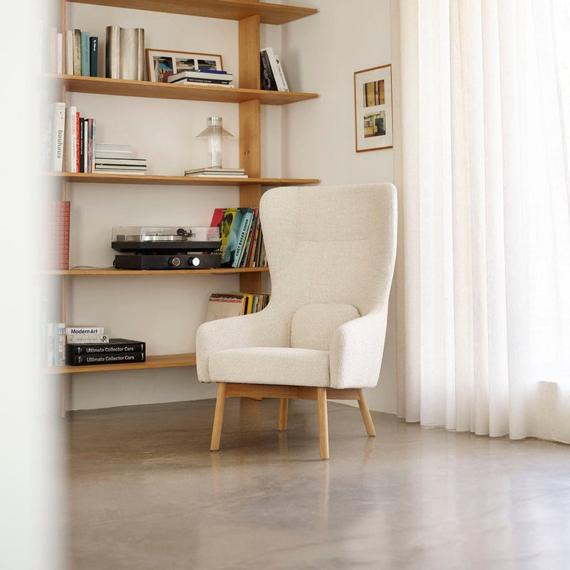 FDB Møbler L35 - Gesja - Wing Chair Oak Solid Nature Lacquered Monza Beige (00) by Foersom & Hiort-Lorenzen
