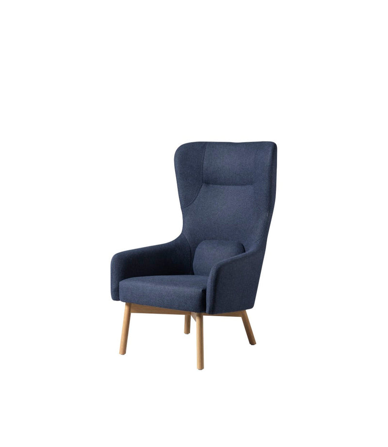 FDB Møbler L35 - Gesja - Wing Chair Oak Solid Nature Lacquered MLF Dark Blue (36) by Foersom & Hiort-Lorenzen