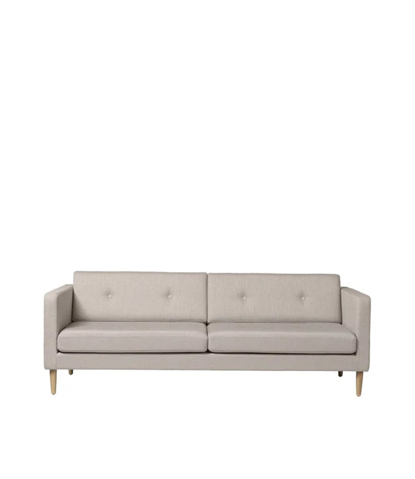 FDB Møbler L42 - Firhøj - 3 pers. couchOak Nature Lacquered PradaBeige-grey (024) by Unit10
