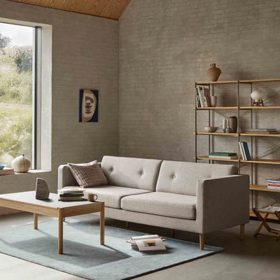 FDB Møbler L42 - Firhøj - 3 pers. couchOak Nature Lacquered PradaBeige-grey (024) by Unit10