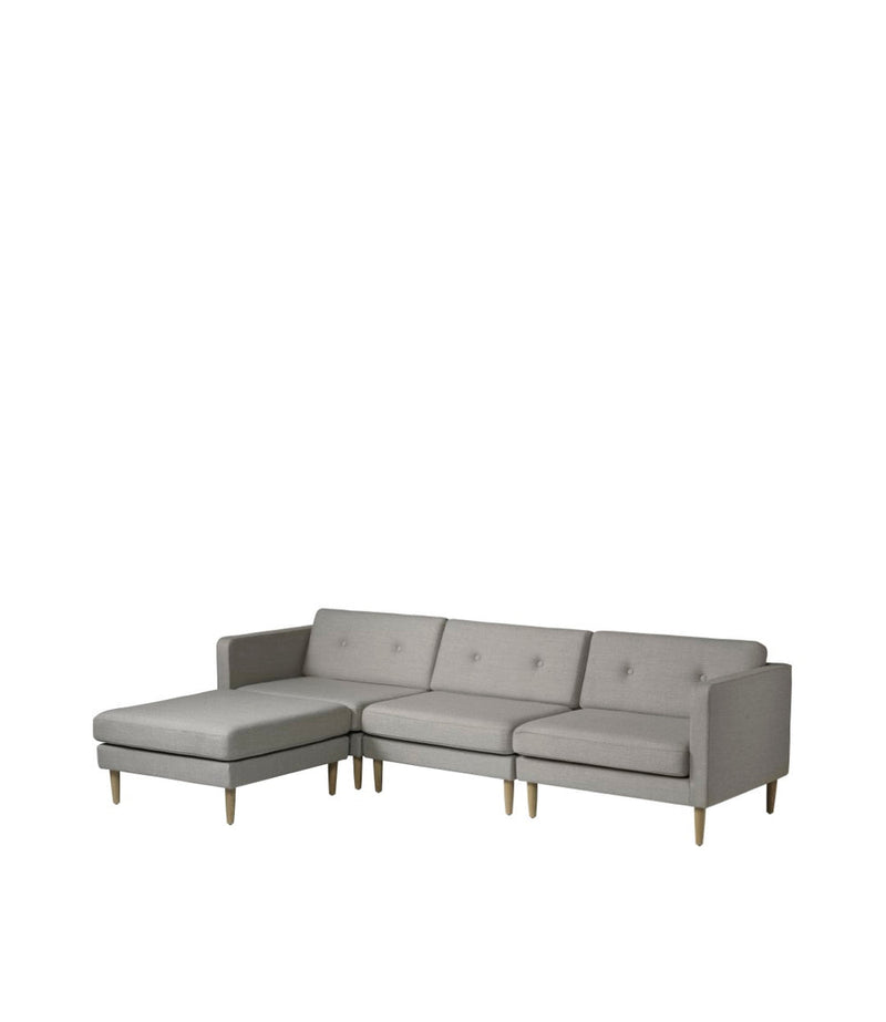 FDB Møbler L42 - Firhøj - Pouf Module 90 x 90 cm OakNature Lacquered Ploegwool GreybeigeMelange(78 by Unit10