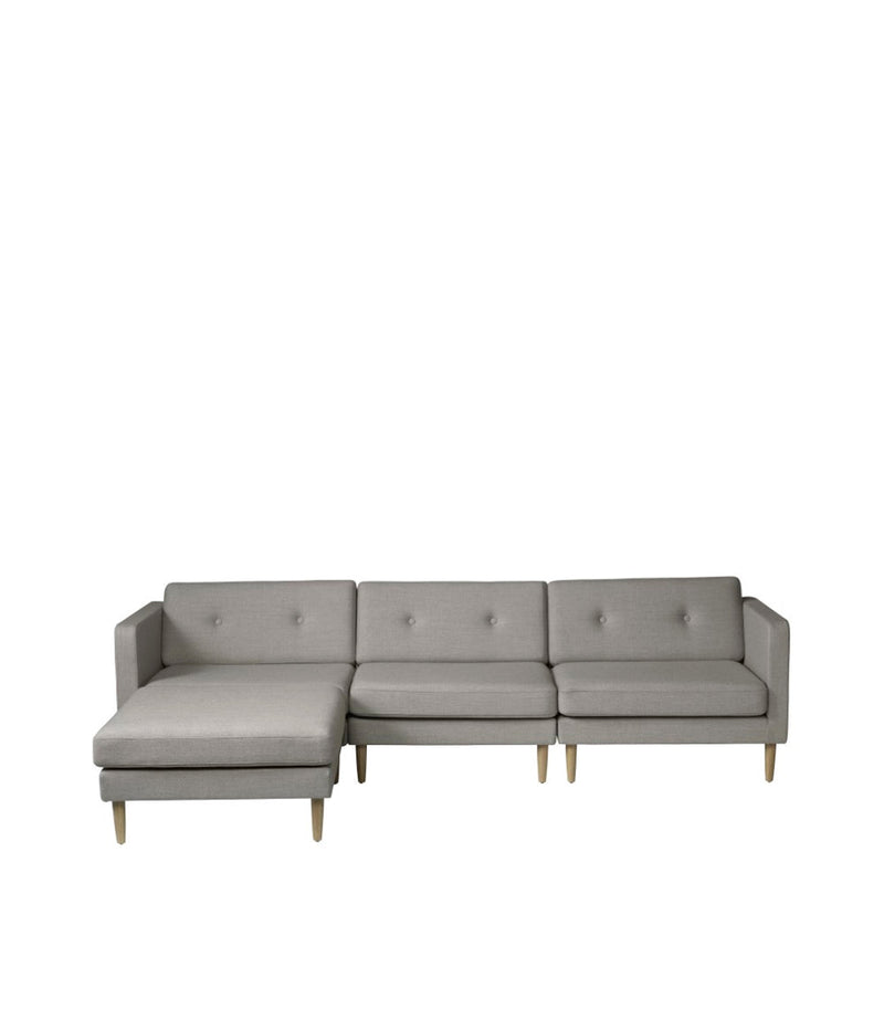 FDB Møbler L42 - Firhøj - Pouf Module 90 x 90 cm OakNature Lacquered Ploegwool GreybeigeMelange(78 by Unit10