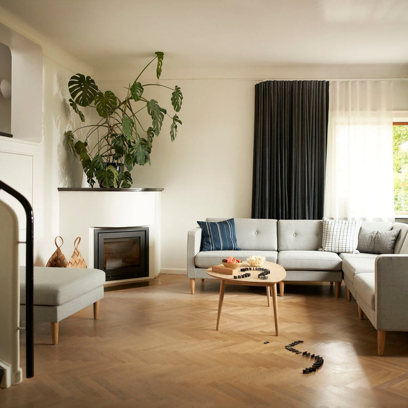 FDB Møbler L42 - Firhøj - Pouf Module 90 x 90 cm OakNature Lacquered Ploegwool GreybeigeMelange(78 by Unit10