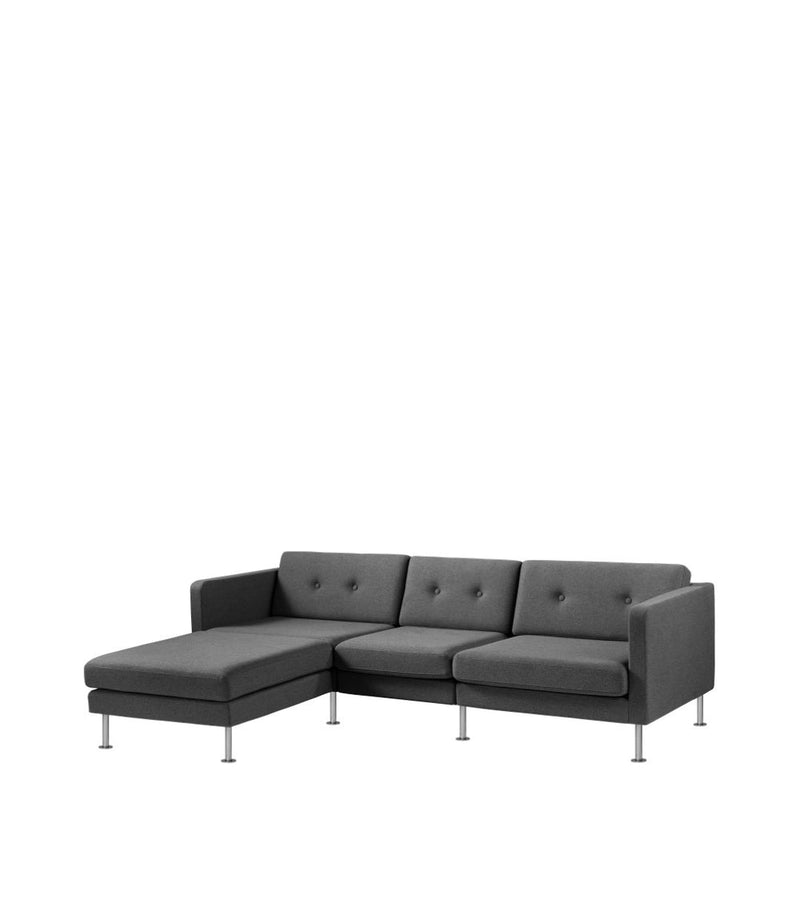 FDB Møbler L42 - Firhøj - Pouf Module 90 x 90 cm Steel MetalBrushed MLFDark grey (Edgware 28) by Unit10